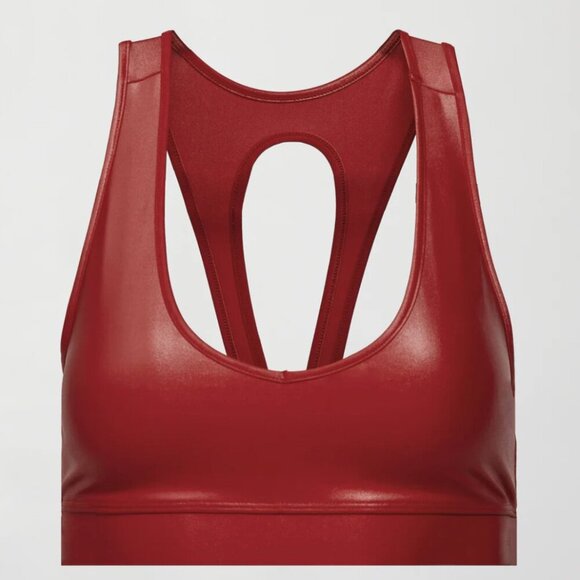 Carbon 38 Action Bra 2.0 Metallic Red Dahlia Racerback Sports Bra Workout sz L - Picture 1 of 11